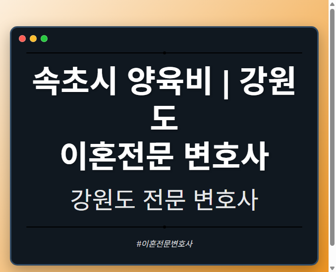 속초시 양육비 | 강원도 이혼전문 변호사 - 강원 형사·이혼·성범죄·음주운전·학교폭력까지, 검사·판사·경찰 출신까지 분야별 전문 변호사 전문 변호사