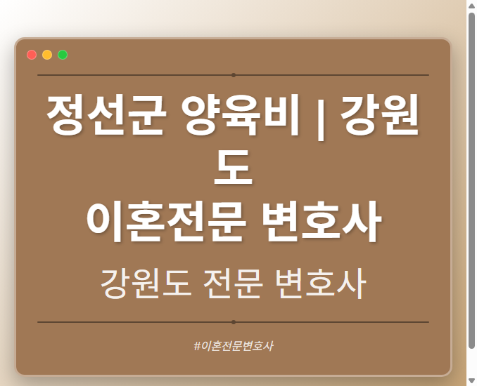 정선군 양육비 | 강원도 이혼전문 변호사
