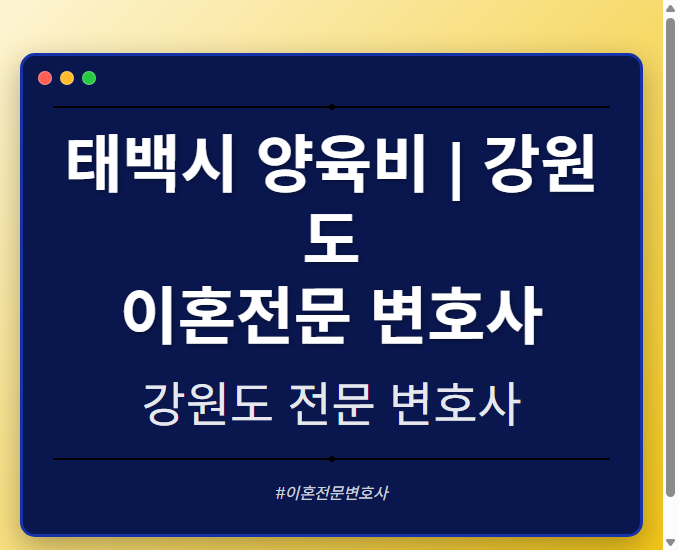 태백시 양육비 | 강원도 이혼전문 변호사
